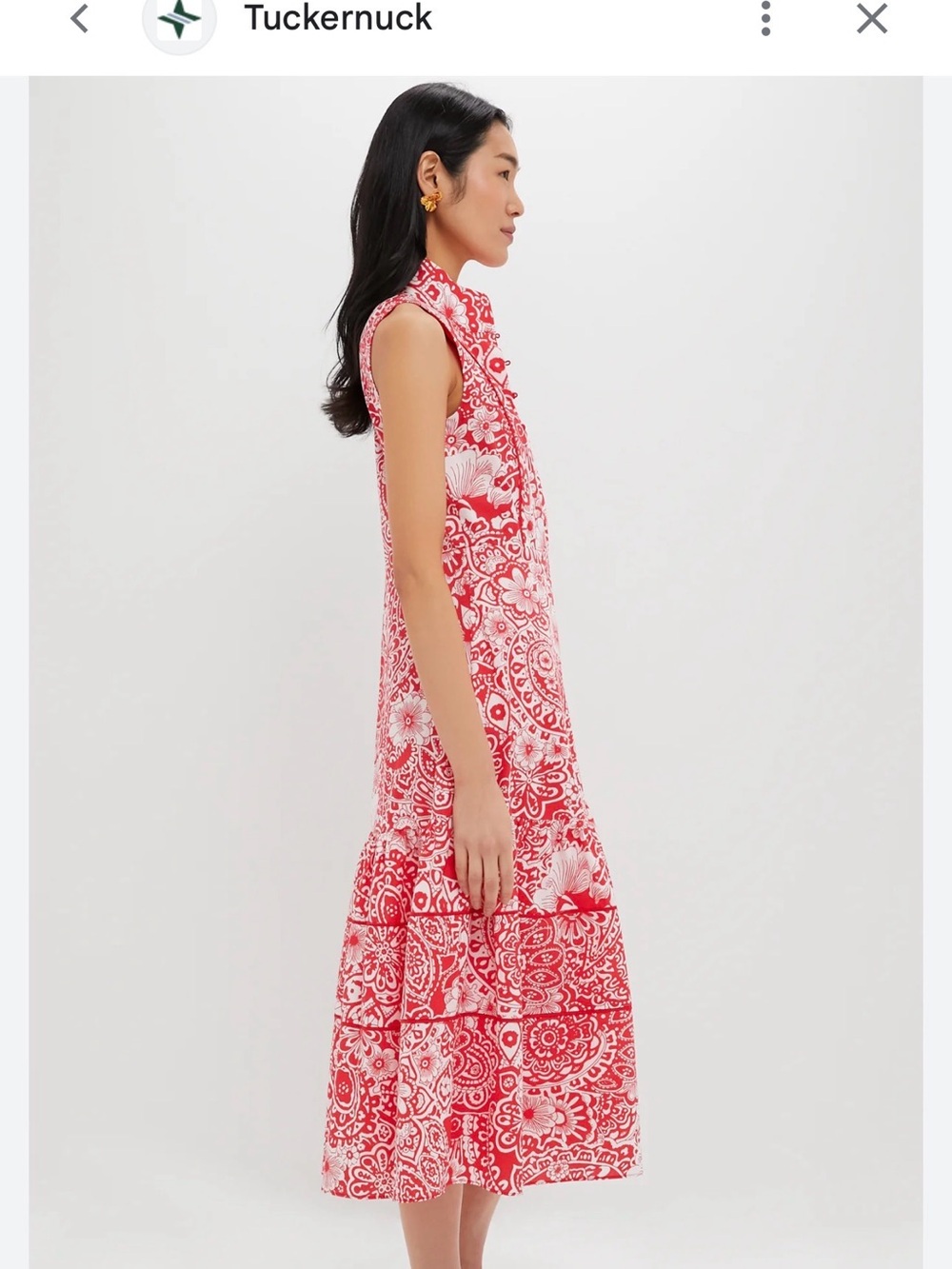 Hyacinth House Sleeveless Red & White Floral Hillsborough Midi - Picture 2 of 4